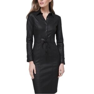 WHBM Coated Black Denim Stretch Corset Dress Size 12